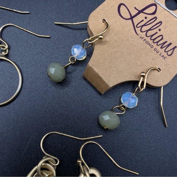 Gold Tone Pierced Earring Bundle Tortoise Shell Shoulder Dusters 4 Pairs Lot - Picture 7 of 8